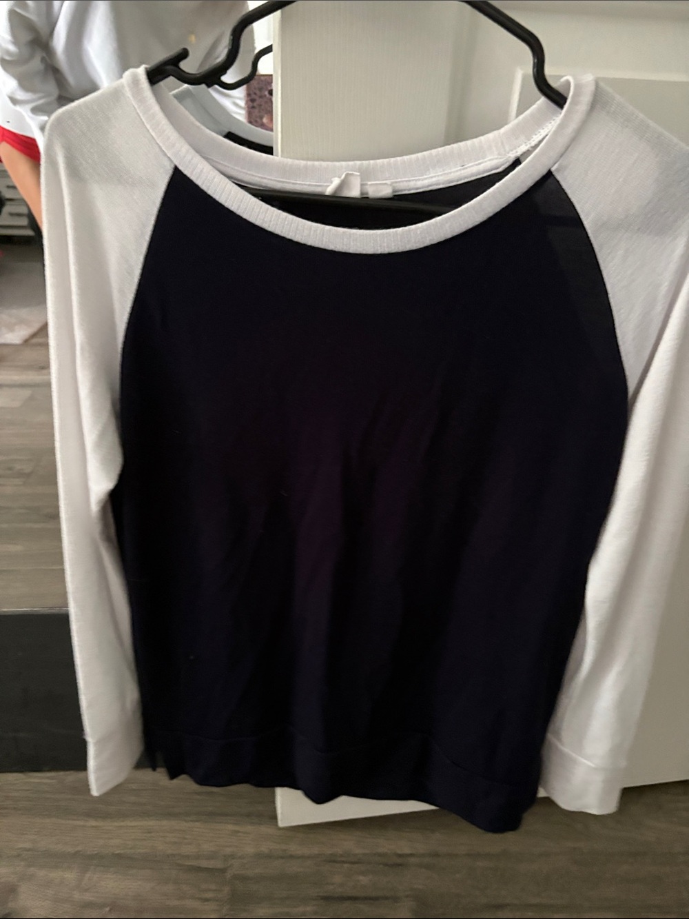 Women's Navy and White sweater Long-Sleeve Top
